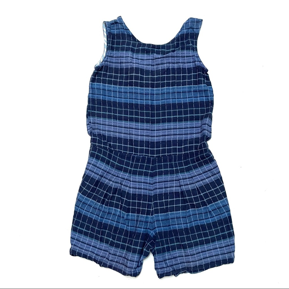 Ace & Jig Sz XS Romper plaid cotton blue